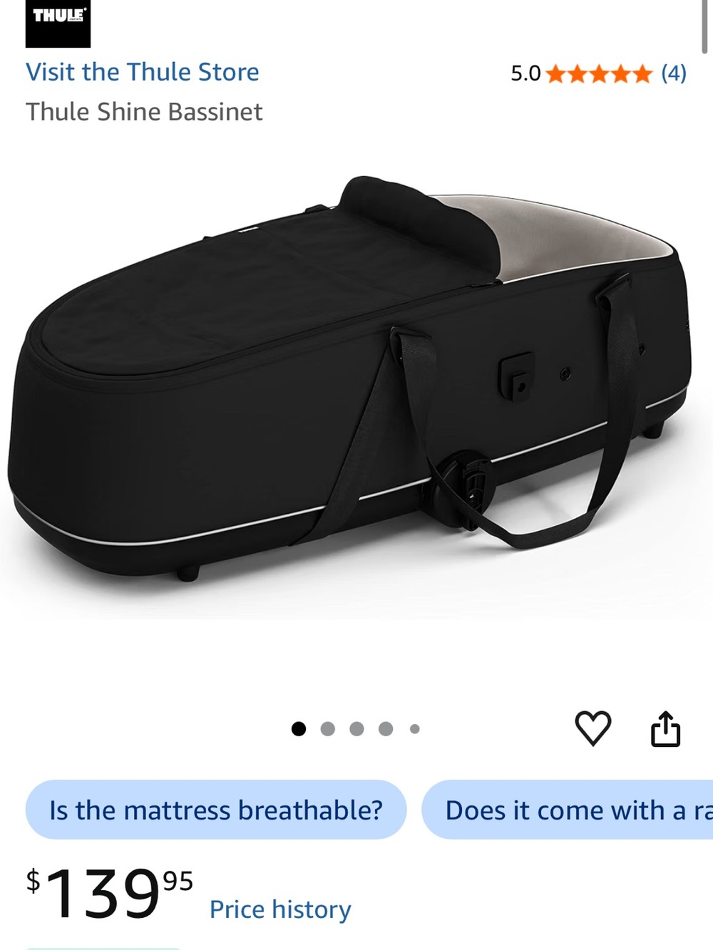 NIB Thule Shine Bassinet